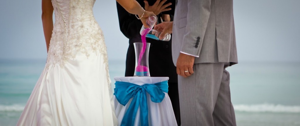 sand ceremony blue and pink