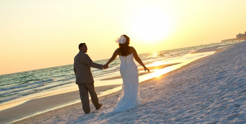 sunset beach wedding  destin