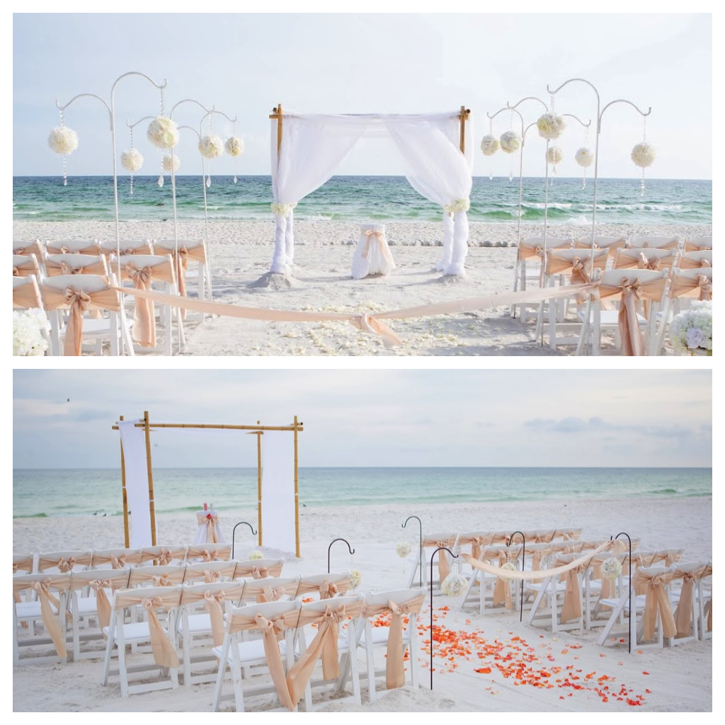 beige destin beach wedding