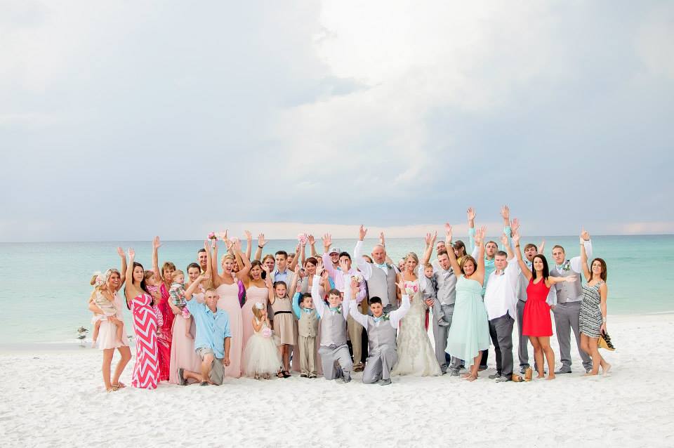 group shot in destin beach wedding
