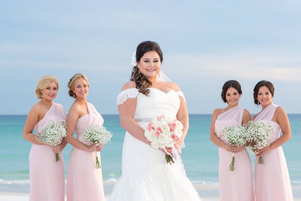 pink destin beach wedding