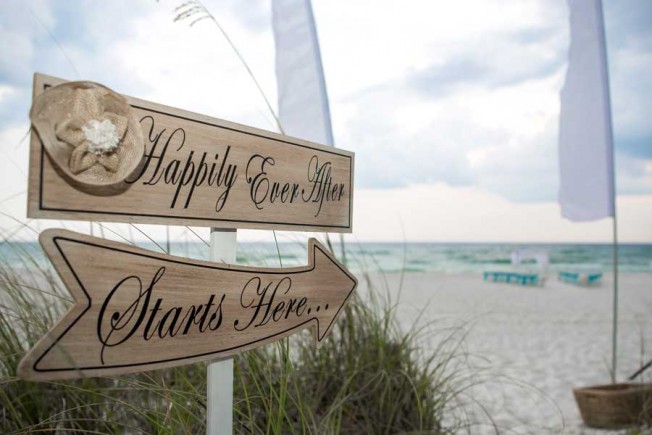 happily ever after beach wedding sign panama city 