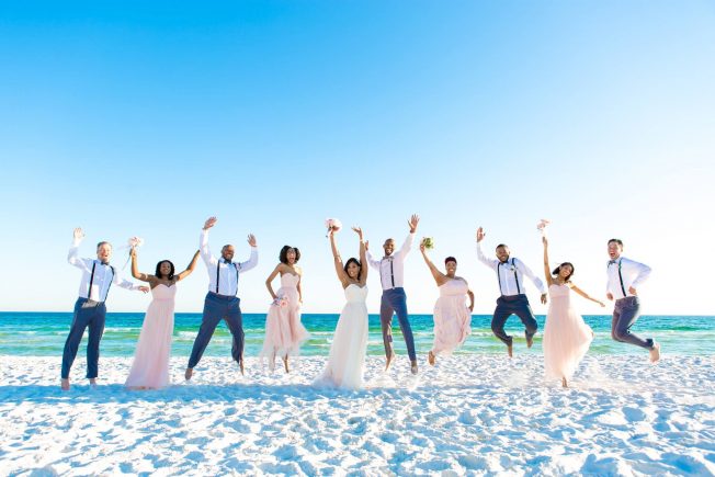 beach wedding destin jumping picture