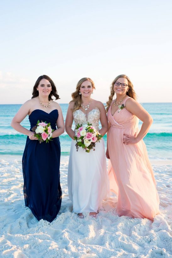 pink and navy bridesmaid dresses