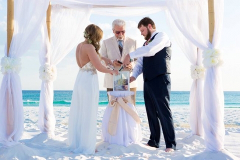 sand ceremony frame destin beach wedding