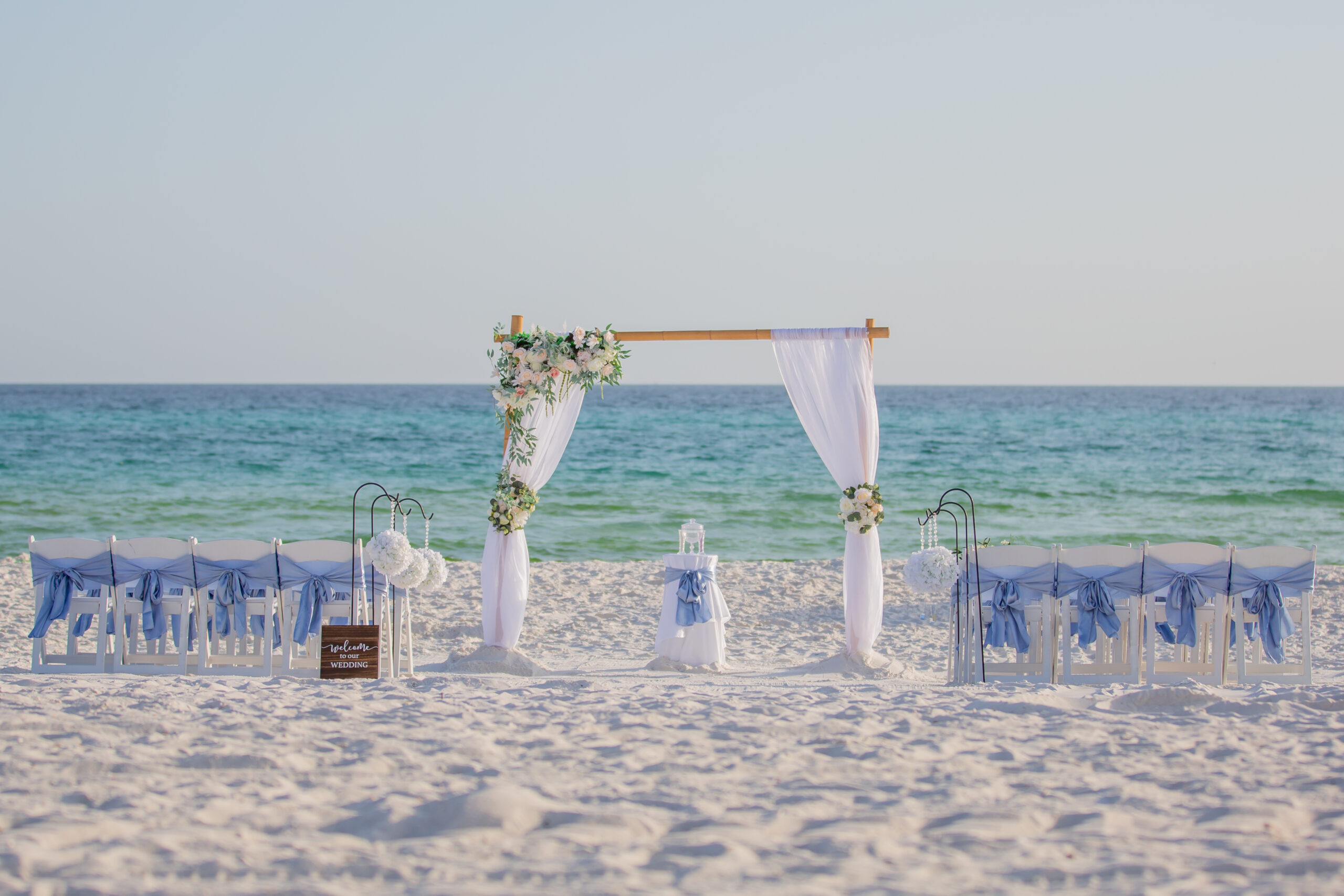 dusty blue beach wedding